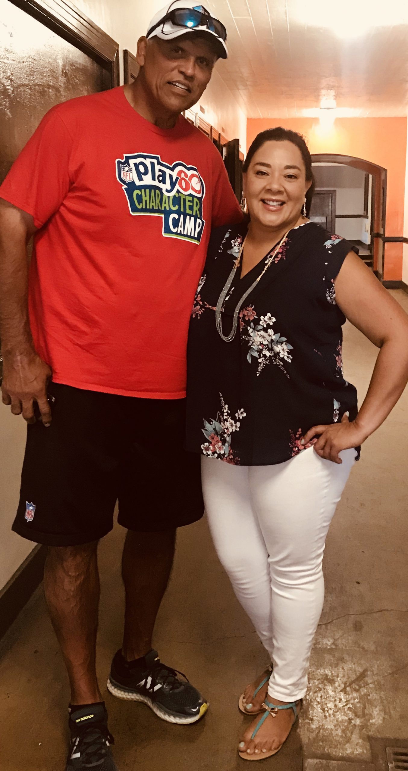 CHS Principal Christina Martinez with Anthony Munoz 76 football camp 2018
