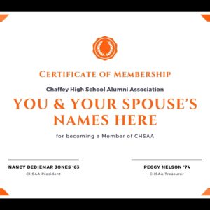 CHSAA Couple Membership Certificate